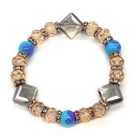 Bracelet with Rhinestones, Glass beads and Crystals. - Picture 2 of 2
